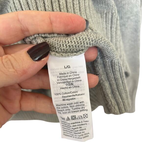 J.Crew Women's Gray + Pink Nordic Knit 100% Cotton Pullover Sweater Size Large - Picture 4 of 5